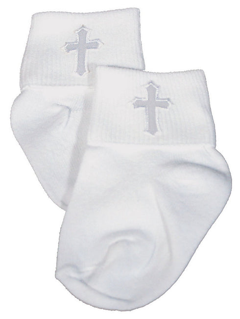 Little Things Mean A Lot Unisex White Cotton Embroidered Ankle Socks 0-5 - SophiasStyle.com